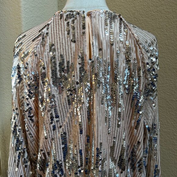THML Sequin Long Sleeve Blouse Size L - Picture 3 of 5